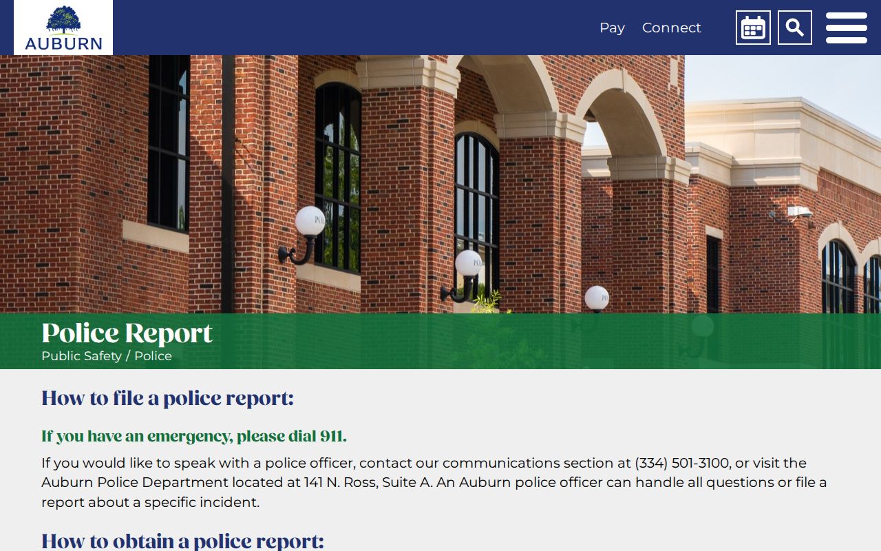 Auburn criminal history police report access instructions