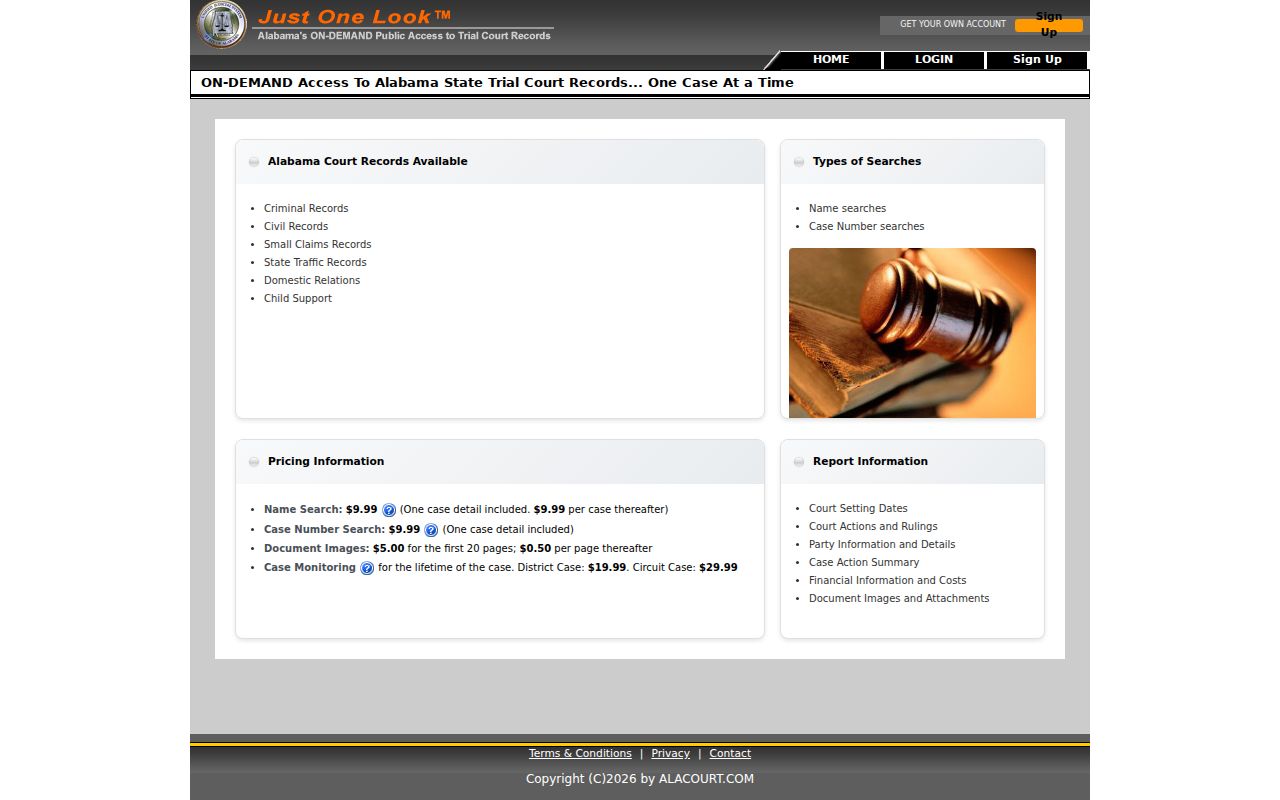 Just One Look search for Lee County criminal court cases