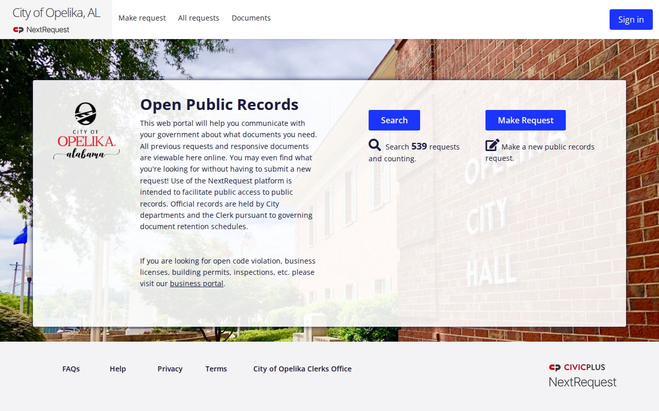 Opelika criminal history NextRequest city records portal